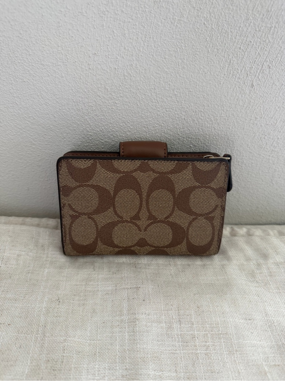 Coach Brown Signature C Compact Leather Wallet - Picture 6 of 7